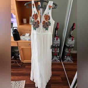 Lulus white/floral embellished maxi dress